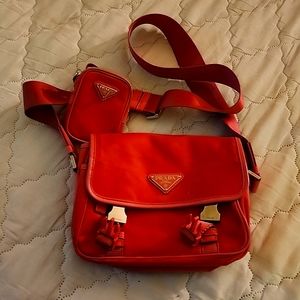 Pink Prada Messenger (Nylon W Leather Trim)